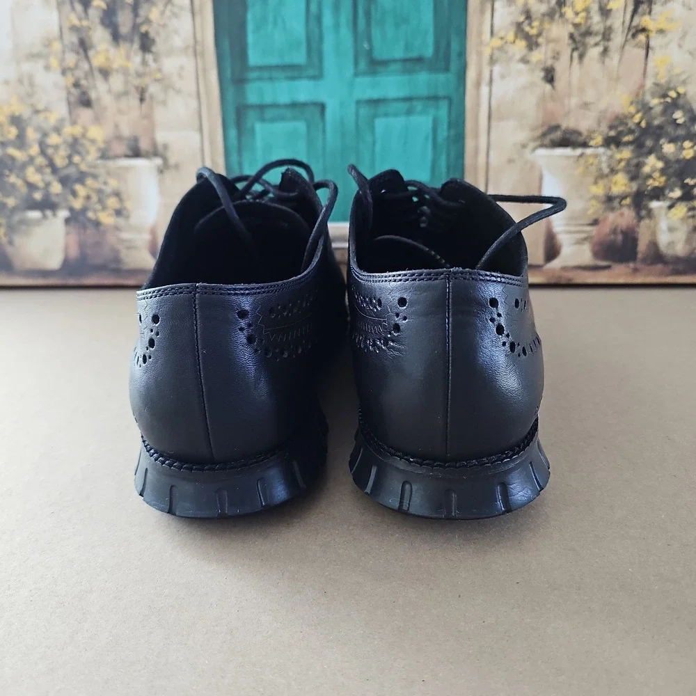 Cole Haan Men's ZeroGrand Black Leather Wingtip Oxfords C20719